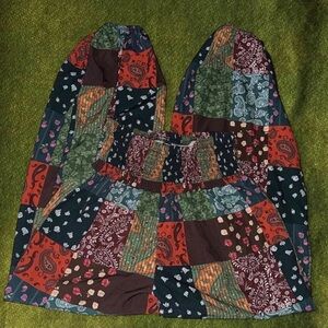 earthy patchwork harem pants